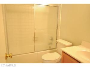 The main bathroom. Micah has removed the shower doors since this picture was taken. 